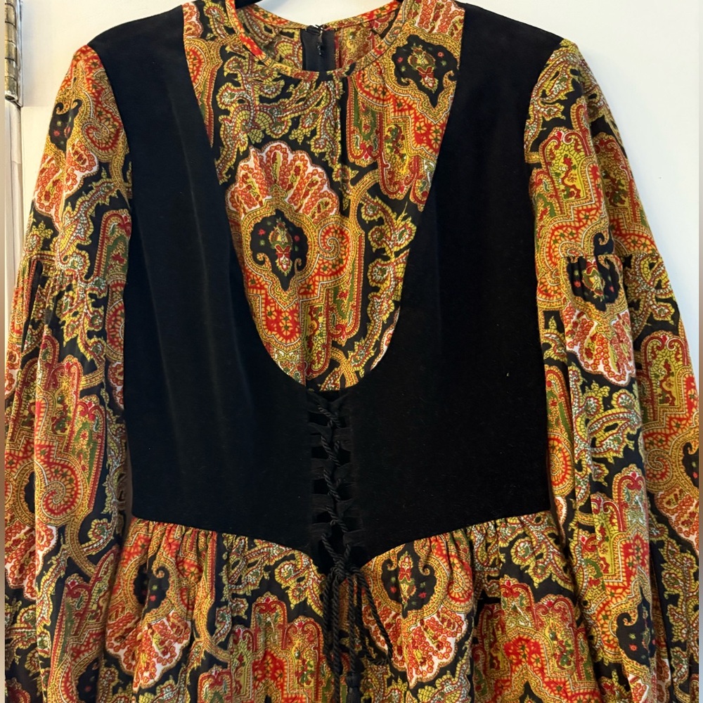 Vintage 70’s Paisley Corset Maxi Dress - Picture 5 of 10